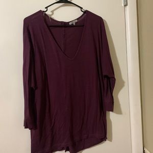 Purple quarter sleeve shirt
